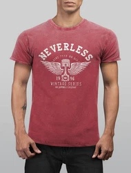 Neverless Print-Shirt Herren T-Shirt Retro Auto Kolben Rot/Lila/Dunkelrot