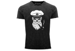 Neverless Print-Shirt Herren T-Shirt Captain Skull Schwarz/Grau/Dunkelgrau