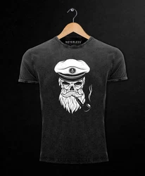 Neverless Print-Shirt Herren T-Shirt Captain Skull Schwarz/Grau/Dunkelgrau