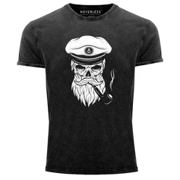 Print-Shirt Cooles Angesagtes Herren T-Shirt Vintage Shirt Captain Skull mit Print