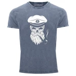 Neverless Print-Shirt Herren T-Shirt Captain Skull Blau/Grau/Dunkelgrau/Hellblau