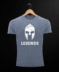 Neverless Print-Shirt Sparta Legends Slim Fit Blau/Lila/Grau/Hellblau/Dunkelblau