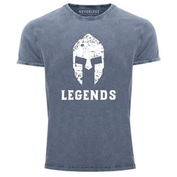 Neverless Print-Shirt Sparta Legends Slim Fit Blau/Lila/Grau/Hellblau/Dunkelblau