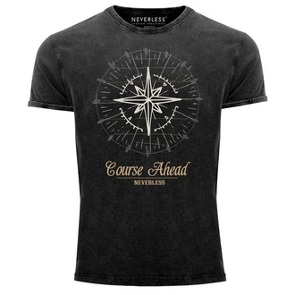 Neverless Print-Shirt Kompass Windrose Dunkelgrau/Grau/Schwarz/Dunkelrot Neverless Print-Shirt Kompass Windrose Dunkelgrau/Grau/Schwarz/Dunkelrot