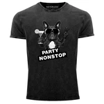 Neverless Print-Shirt Herren T-Shirt Vintage Shirt Party Non-Stop Mops Dunkelgrau/Grau