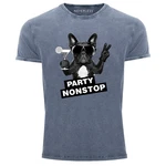 Neverless Print-Shirt Herren T-Shirt Vintage Shirt Party Non-Stop Mops Blau/Dunkelblau/Grau/Dunkelgrau