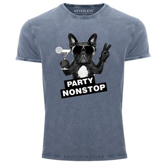 Neverless Print-Shirt Herren T-Shirt Vintage Shirt Party Non-Stop Mops
