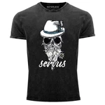 Neverless Print-Shirt Herren T-Shirt Vintage Shirt Servus Skull Braun/Schwarz/Grün/Dunkelgrau