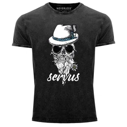 Print-Shirt Cooles, lustiges Angesagtes Herren T-Shirt Vintage Shirt Servus Skull mit Print