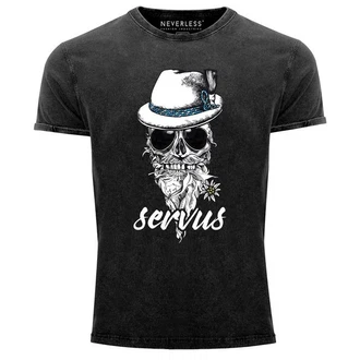 Neverless Print-Shirt Herren T-Shirt Vintage Shirt Servus Skull