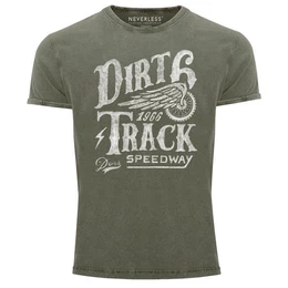 Print-Shirt Cooles Angesagtes Herren T-Shirt Vintage Shirt Dirt Track Racing Aufdruck Used Look Slim Fit mit Print
