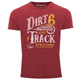 Print-Shirt Cooles Angesagtes Herren T-Shirt Vintage Shirt Dirt Track Racing Aufdruck Used Look Slim Fit mit Print