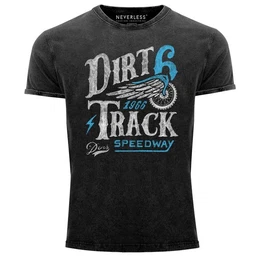 Print-Shirt Cooles Angesagtes Herren T-Shirt Vintage Shirt Dirt Track Racing Aufdruck Used Look Slim Fit mit Print