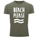 Neverless Print-Shirt Vintage Shirt Beach Please Herren Dunkelgrün/Grün