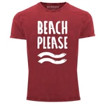 Neverless Print-Shirt Vintage Shirt Beach Please Herren Rot/Dunkelrot