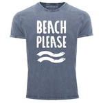 Neverless Print-Shirt Vintage Shirt Beach Please Herren Hellblau/Blau
