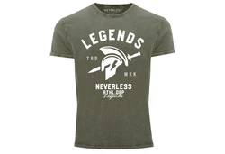 Neverless Print-Shirt Herren T-Shirt Sparta Gym Athletics Dunkelgrün/Grün