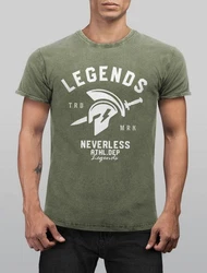 Neverless Print-Shirt Herren T-Shirt Sparta Gym Athletics Dunkelgrün/Grün