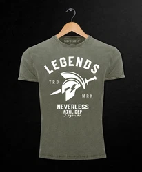 Neverless Print-Shirt Herren T-Shirt Sparta Gym Athletics Dunkelgrün/Grün