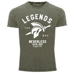 Neverless Print-Shirt Herren T-Shirt Sparta Gym Athletics Dunkelgrün/Grün