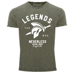 Neverless Print-Shirt Herren T-Shirt Sparta Gym Athletics Dunkelgrün/Grün