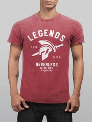 Neverless Print-Shirt Herren T-Shirt Sparta Gym Athletics Rot/Dunkelrot/Bordeaux