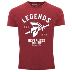 Neverless Print-Shirt Herren T-Shirt Sparta Gym Athletics Rot/Dunkelrot/Bordeaux