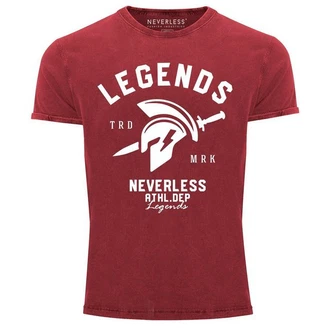 Neverless Print-Shirt Herren T-Shirt Sparta Gym Athletics Rot/Dunkelrot/Bordeaux