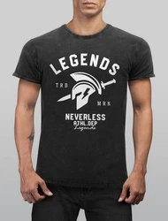 Neverless Print-Shirt Herren T-Shirt Sparta Gym Athletics Grün/Dunkelgrau/Schwarz/Grau