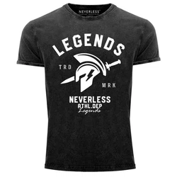 Neverless Print-Shirt Herren T-Shirt Sparta Gym Athletics Grün/Dunkelgrau/Schwarz/Grau
