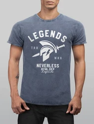 Neverless Print-Shirt Herren T-Shirt Sparta Gym Athletics Blau/Hellblau/Lila/Grau/Dunkelblau