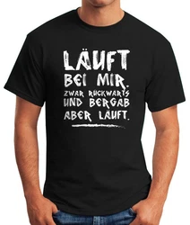 MoonWorks Print-Shirt Herren T-Shirt Spruch Luft bei mir Beige/Dunkelrot/Braun/Rot