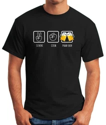 MoonWorks Print-Shirt Herren T-Shirt Schere, Stein, paar Bier Lila/Schwarz/Rot