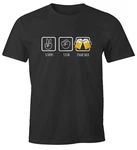 MoonWorks Print-Shirt Herren T-Shirt Schere, Stein, paar Bier Lila/Schwarz/Rot