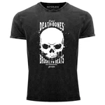Neverless Print-Shirt Vintage Skull Death Dunkelgrau/Grau/Schwarz