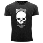 Neverless Print-Shirt Herren T-Shirt Vintage Shirt Printshirt Skull Death and Bones Totenkopf Club Outfit Used Look Slim Fit mit Print Grau/Dunkelgrau/Schwarz/Beige