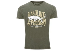Neverless Herren T-Shirt Gasoline Speedway Dunkelgrün/Grün/Gelb