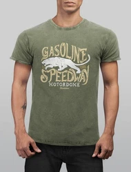 Neverless Herren T-Shirt Gasoline Speedway Dunkelgrün/Grün/Gelb