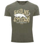 Neverless Herren T-Shirt Gasoline Speedway Dunkelgrün/Grün/Gelb
