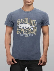 Neverless Herren T-Shirt Gasoline Speedway Blau