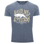 Neverless Herren T-Shirt Gasoline Speedway Blau