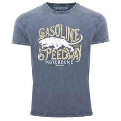 Neverless Herren T-Shirt Gasoline Speedway Blau