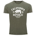 Neverless Print-Shirt Herren Vintage Shirt Printshirt California Dunkelgrün/Grün