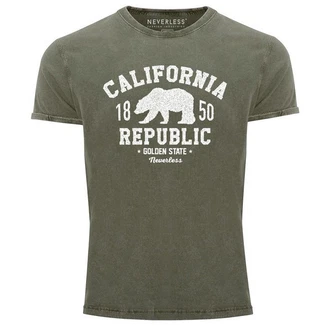 Neverless Print-Shirt Herren Vintage Shirt Printshirt California Neverless Print-Shirt Herren Vintage Shirt Printshirt California