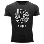 Neverless Herren T-Shirt Vintage Logo Outline Art Dunkelgrau/Grau