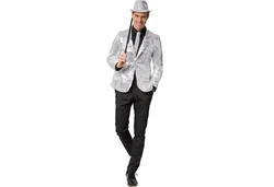 dressforfun Sakko Jackett Herren Grau/Silber/Blau