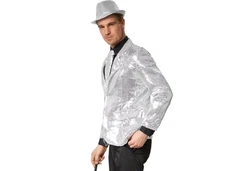 dressforfun Sakko Jackett Herren Grau/Silber/Blau