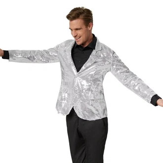dressforfun Sakko Jackett Herren Grau/Silber/Blau