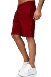Reslad Sweatshorts Cargo Bermuda Jogginghose Dunkelrot/Rot/Bordeaux