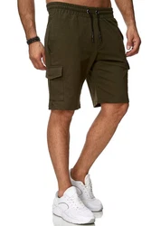 Reslad Sweatshorts Cargo Bermuda Jogginghose Khaki/Dunkelgrün